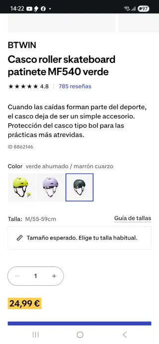 Casco verde Oxelo MF540 para patinar