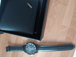 Cartera y Reloj Negro Hombre