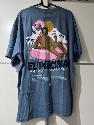 Camiseta Pull&Bear Azul Estampado Verano