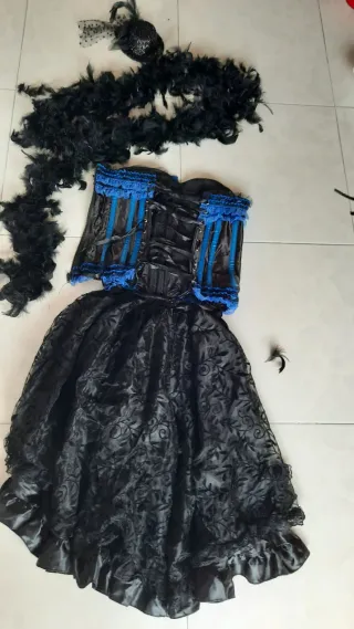 Disfraz Cabaret Mujer Negro/Azul Talla Única