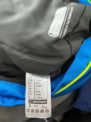 Mono de nieve Wezde azul (5 años/105-114 cm)