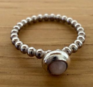 Anillo Pandora Piedra Rosa Plata