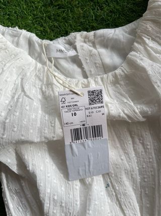 Mono blanco plumeti niña talla 10 Mango