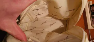 Borsa donna in pelle beige e marrone