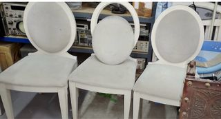 4 Sillas Madera Roble Tapizadas