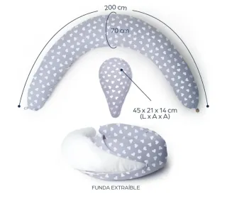 Cojín Lactancia Embarazo 2 en 1 Corazones