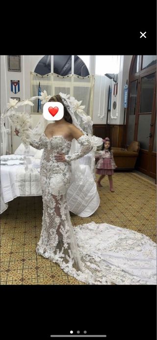 Vestido Novia Gitana Flores Blanco