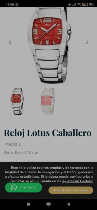 Reloj Lotus Naranja y Plateado