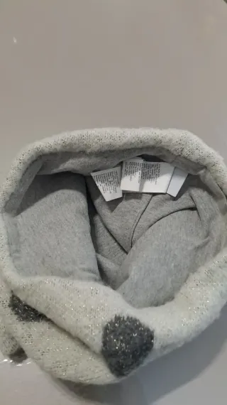 Scaldacollo donna pois grigio/bianco