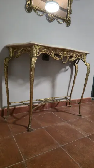 Conjunto Recibidor Vintage Bronce y Mármol