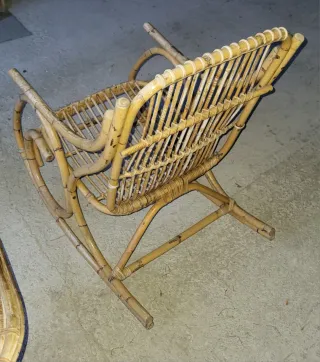 Set Sedia a Dondolo + 2 Poltrone Bambù