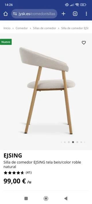 Sillas de comedor tela beige SIN ESTRENAR