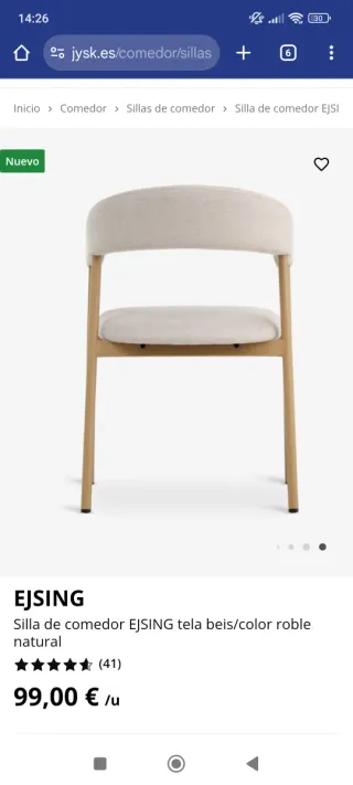 Sillas de comedor tela beige SIN ESTRENAR