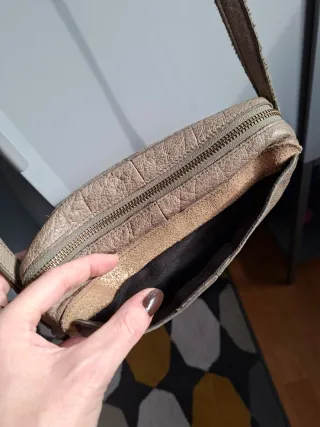 Bolso de piel verde caqui Pieces