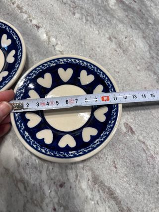 Pareja mini platos cerámica corazones