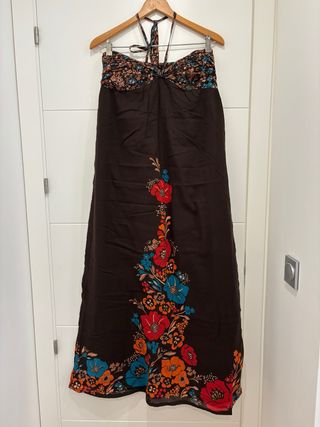 Vestido largo halter estampado floral