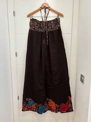 Vestido largo halter estampado floral