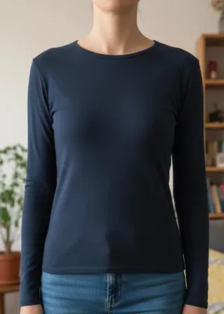 Camisa azul de manga larga