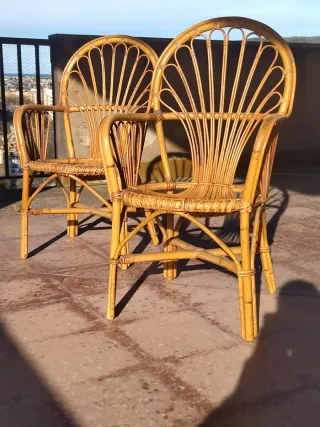 Pareja Sillas Mimbre Vintage