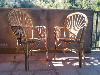 Pareja Sillas Mimbre Vintage