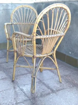 Pareja Sillas Mimbre Vintage