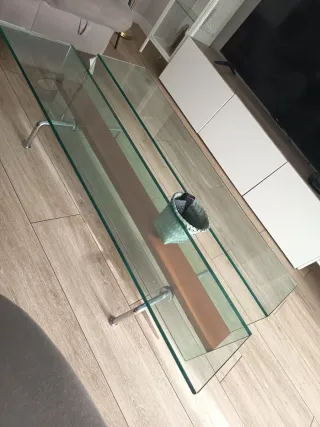 Mesa de centro cristal y metal