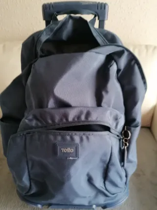 Mochila escolar con ruedas azul