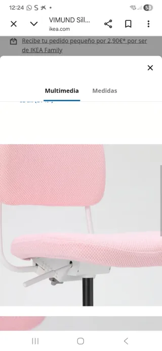 Silla de escritorio infantil rosa