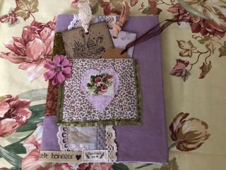 Diario de tela hecho a mano con tarjetas