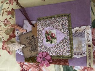 Diario de tela hecho a mano con tarjetas