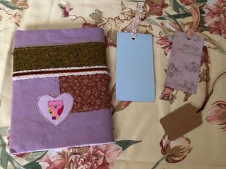 Diario de tela hecho a mano con tarjetas