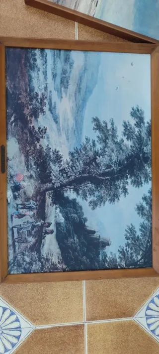 2Quadro antico paesaggio con figure