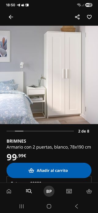 Armario BRIMNES 2 puertas blanco 78x190 cm