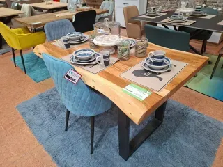 Mesa comedor madera maciza y metal 160cm