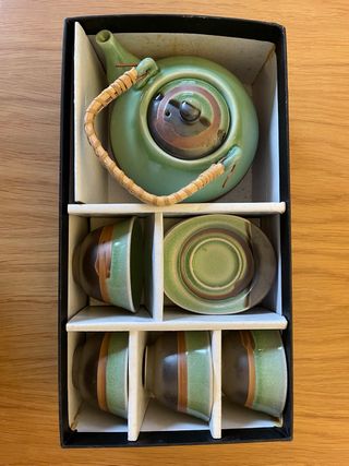Juego de té chino cerámica y bambú
