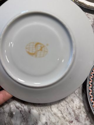 Pareja platitos porcelana diseño mosaico