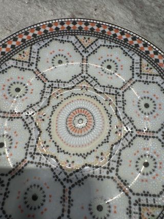 Pareja platitos porcelana diseño mosaico