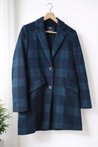 Abrigo cuadros azul y verde