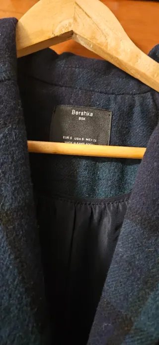 Abrigo cuadros azul y verde