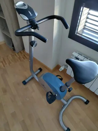 Bicicleta Estática Gris y Azul