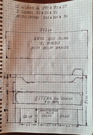 Cama nido 0.90 con 2 somieres y colchones