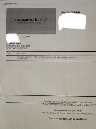 Apple Watch 5 44m Acero Inoxidable factura