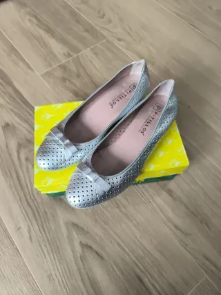 Zapatos Pitillos Plateados Talla 40 Mujer