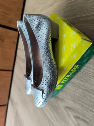 Zapatos Pitillos Plateados Talla 40 Mujer