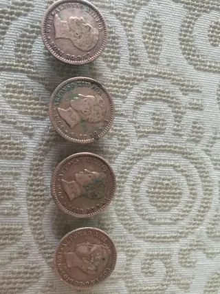 4 Monedas 50 Cent Alfonso XIII (1904, 1896)