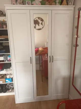 Armario Blanco 3 Puertas con Espejo