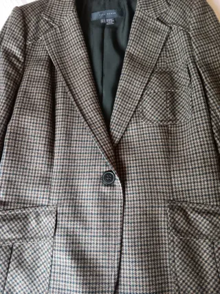 Chaqueta Zara cuadros marrón y verde