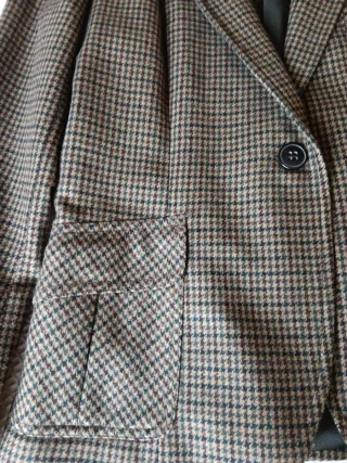 Chaqueta Zara cuadros marrón y verde