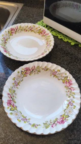 2 Platos Porcelana Inglesa Flores Rosas