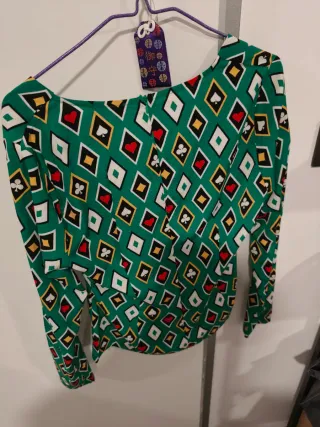 Blusa Minueto Verde Estampado Naipes